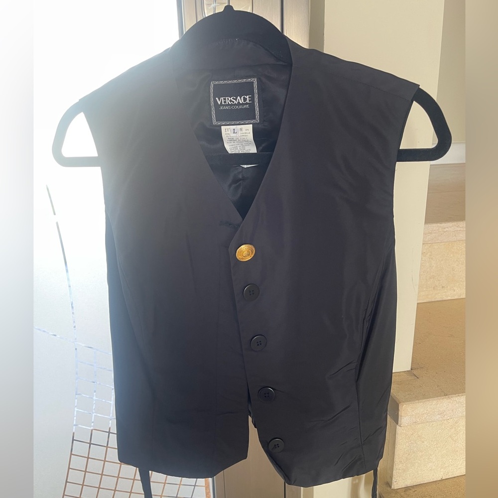 VINTAGE VERSACE BLACK LOGO VEST